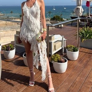 Used Zimmermann Runway Tama Sequin Asymmetric Tank Minidress Size s/xs